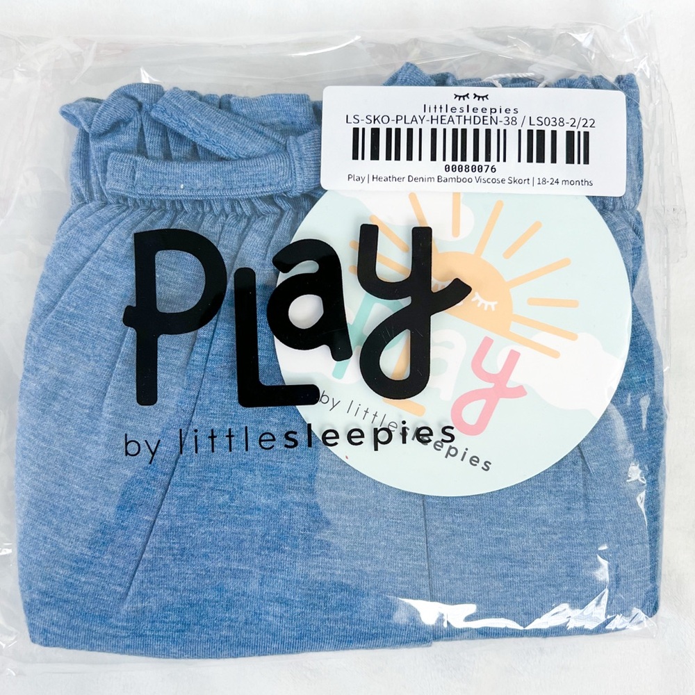 Little Sleepies Heather Blue Bamboo Viscose Skort 18-24 months NWT NIB